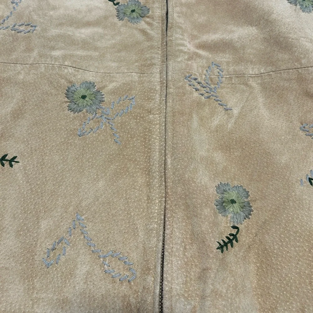 Ivy Brand Flower Embroidered Suede Front Knit Back Vest Size XL